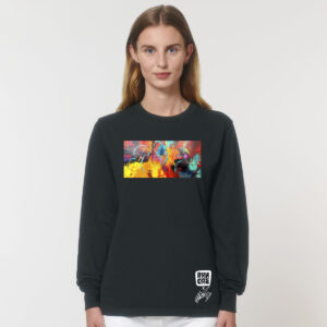 Rändöm Originals -pitkähihainen, unisex, musta (printti: Eva Wahlström)